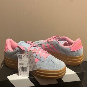 Adidas VL Court Bold J - Pink and Light Blue